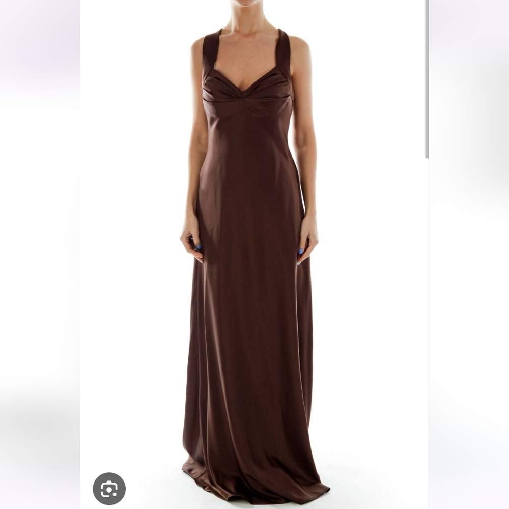 EUC Calvin klein brown satin gown 6
